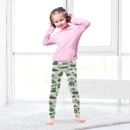 Wusikd Army Girls' Leggings Toddler Doodles Vehicles Kids Yoga Pants Dance Active Tights 4T4