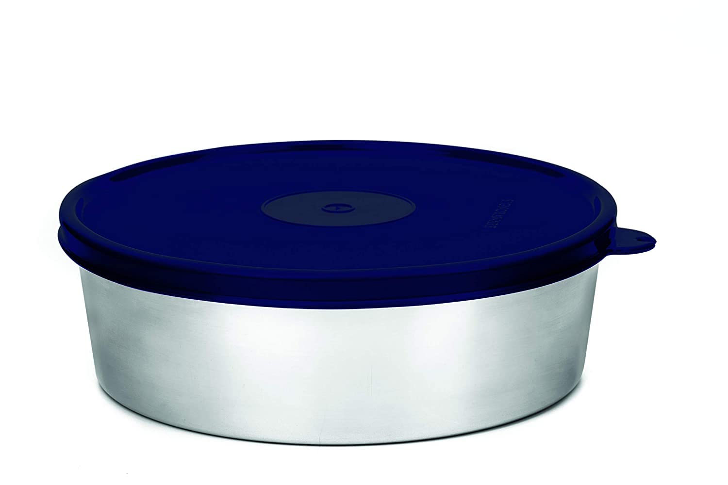Signoraware 3 litres Flat Stainless Steel Storage Box & Container with Lid for Papad Atta Grains Spices / Leak Spill Crack Proof Organizer for Kitchen / Bpa Free / Food Grade (3000ml(3ltr), Mod Blue)