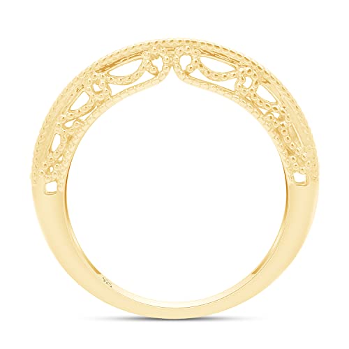 SAVEARTH DIAMONDS 1/5 ct. t.w Round Cut Lab Created Moissanite Diamond Milgrain Half Eternity Stackable Band Ring For Women In 14K Gold Over Sterling Silver (VVS1 Clarity, 0.20 Cttw)4