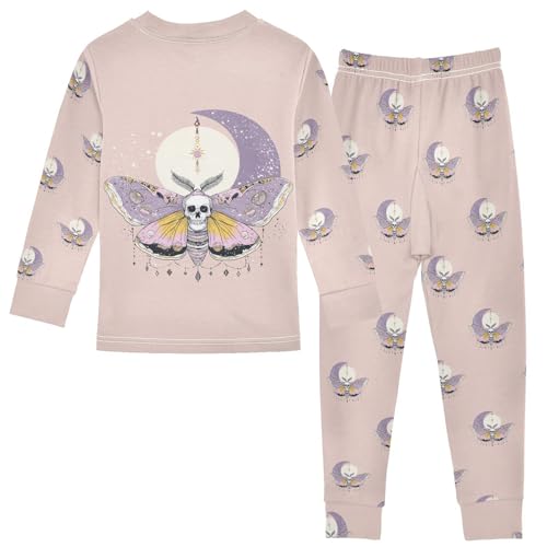 Fustylead Beautiful Moth with Skull and Moon Cotton Pajamas Set 2 Piece Long Sleeve Pjs Sleepwear2