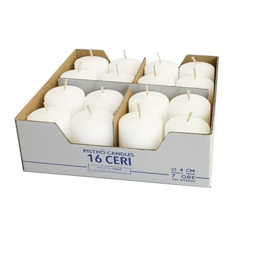 16 Kerzen, Kerzen, Durchmesser 4 cm, Höhe 5 cm, Weiß