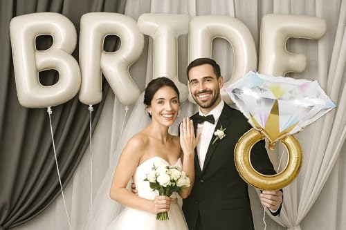 Image of PartyForever 2 Gold Glitter Ring Bachelorette Party Balloons with 40inch Bottle Balloon and Glass Balloon Hen Party Decorations Balloons for Bridal Shower