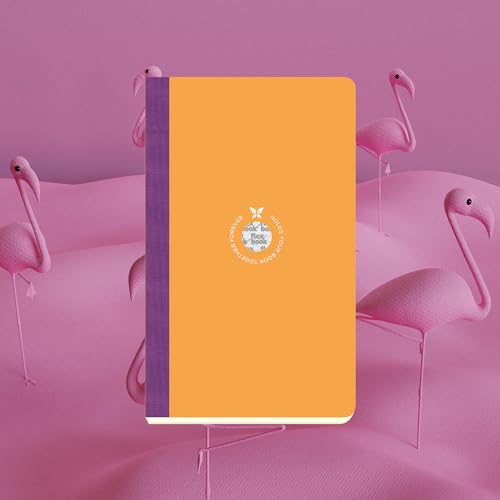 Image of flexbook Smartbook Notebook Ruled Orange | Medium | 13x21cm - A5 (Minus) | 160 pages | 70gsm Fabriano Ivory Paper | Colorful Eco Paper Cover | with Purple linen spine