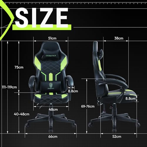 Dowinx Gaming Stuhl Racing Gamer Stuhl mit Frühling Kissen, Ergonomischer Gaming Sessel mit Massage...