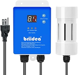 Salt Chlorine Generator, Briidea Chlorine Generator for Hot Tubs & Swim Spas, Up to 2000 Gallons, Chemical-Free