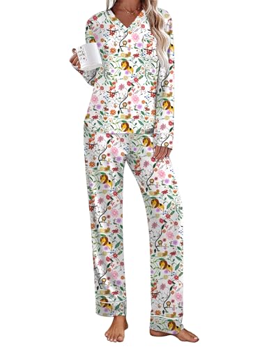 Ekouaer Womens Pajamas Sets 2 Piece PJs Long Sleeve Sleepwear Loungewear