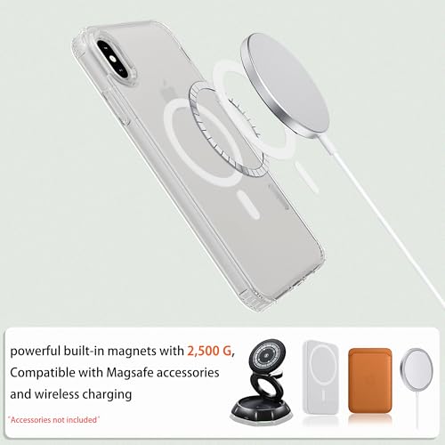 Image of Magnetic iPhone Xs MAX case,Compatible with Magsafe, Military-Grade Protection,Slim Translucent Matte Shockproof with Anti-Scratch Anti-Fingerprint Phone Cover (Transparent, iPhone Xs MAX)