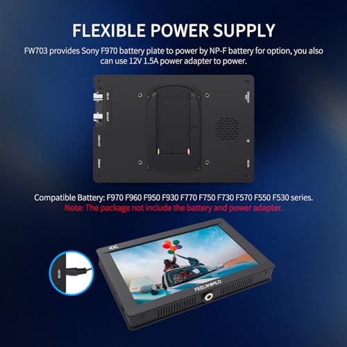 FEELWORLD FW703 7 Inch IPS 3G SDI 4K HDMI DSLR Monitor Full HD 1920x1200 On Camera Field Monitor with Histogram for Stabilizer Cameras Rig
