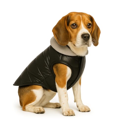 Image of The Pets Company Dog Winter Coat Jacket, Clothes, Windproof, Waterproof, Light Weight, Washable, Ultra Warm Thick Fleece Lined Dog Vest for Cold Weather Protection, (Black, Medium - 20 Inch)