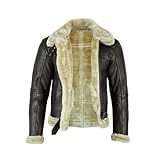 Leatherick para hombre Chaqueta de vuelo de piel de oveja, Chaqueta de cuero marrón (M)