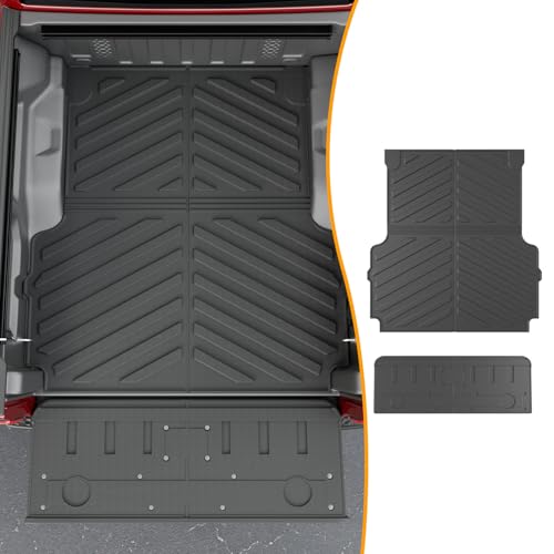 powoq Truck Mat Compatible with 2020-2026 Jeep Gladiator JT Cargo Mat Tailgate Liner TPE Replacement for 2020-2026 Jeep Gladiator Accessories(Truck Mat+Tailgate Mat)