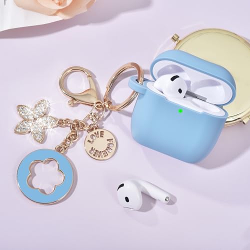 Image of Case Compatible for Apple Airpods 4 - VISOOM Airpods 4 Cases 2024 Cover Women Anti-Drop Silicone iPods 4 Earbuds Wireless Accessorie Charging Cases Girl Bling Keychain for Airpod iPods 4th Generation