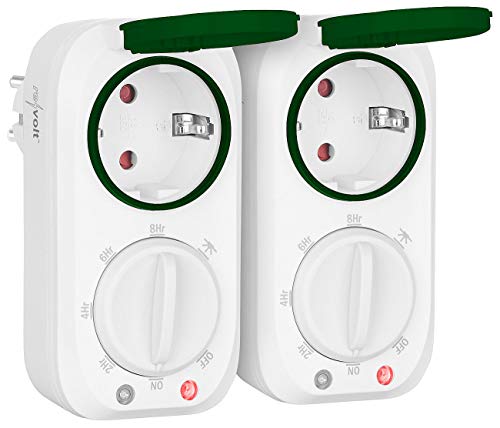 revolt Gartensteckdosen: 2er-Set Outdoor-Zeitschaltuhr mit...