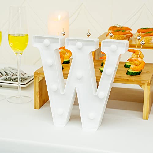 Image of Restaurantware Illumify 8.7 x 1.2 x 8.7 Inch Light Up Letter 1 Durable Marquee LED Light - Letter W Touchproof White Plastic Party Light Keyhole Slot For Parties Weddings Or Special Events