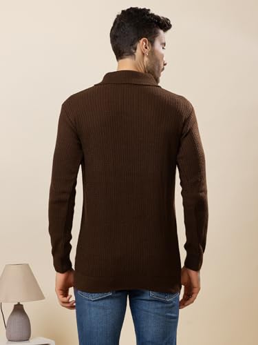Image of TYSORT Men's Knitted Polo Sweater Casual Full Sleeve Pullover Sweater with Button Collar
