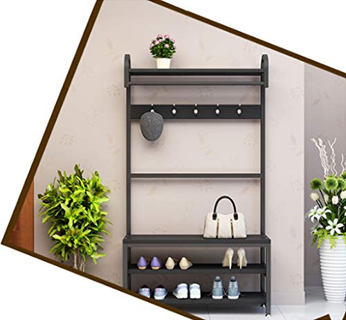 ZFF Gabinete del Zapato de Hierro, Banco de Zapatos Estante de Almacenamiento casero a Prueba de Polvo Multifuncional extraíble Multicapa (Color : Pure Black)