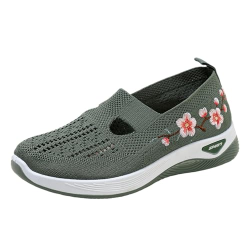 Bambas de Verano Mujer Zapatillas Verano Mujer Ligeras Comodos Deportivas Ortopedicas Zapatos sin Cordones Antideslizantes Zapato Calzado Fascitis Plantar Caminar Transpirables Sapatos Verde