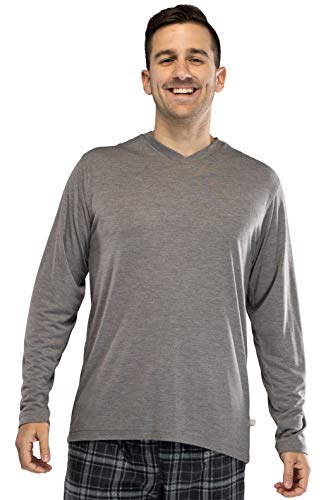 INTIMO Men's Knit Long Sleeve V-Neck Pajama Lounge Shirt