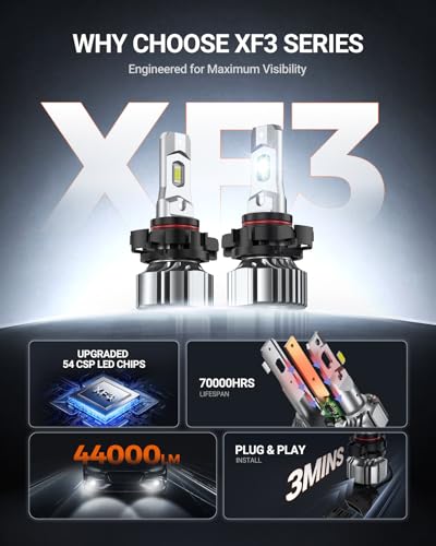 Image of SEALIGHT 5202 LED Fog Light Bulbs, 44000LM Super Bright 5202 5201 PS19W PS24W Fog Light LED Bulbs, 6500K Cool White Plug & Play, 984FT Penetration, 70,000H Lifespan, Pack of 2