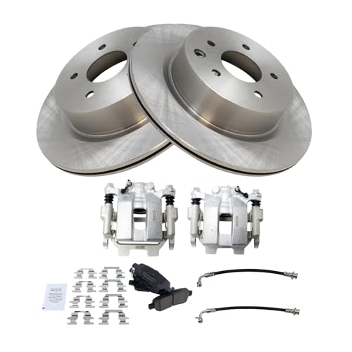 Image of TRQ Rear Brake Pad and Rotor Set Ceramic Calipers Compatible with 2011-2012 Infiniti G25 G37 2015 Q40