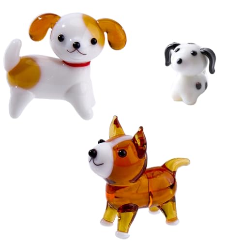 3 statuetta di cane:la confezione include 3 statuette di cane in vetro di 3 stili, realizzato a mano, 1 pz ogni stile, un'ottima decorazione da tavolo e un articolo da regalo