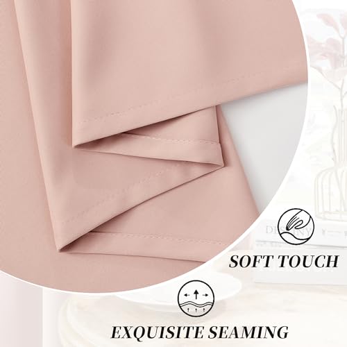 Image of HUTO Blackout Bedroom Curtains Panels 72 Inch - Energy Saving Thermal Insulated Privacy Protect Antique Copper Grommet Sun Block Drapes for Living Room, 1 Pair, 52 by 72 Inch, Blush Pink