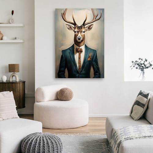 Wall Art Cerf Vintage Feeby : Tableau Mural Premium Impression Canvas