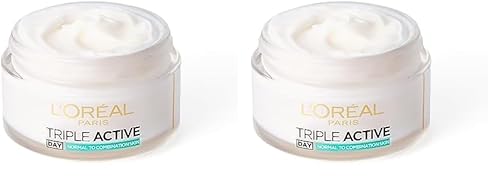 L'Oreal Paris Triple Active Day 24H Hydrating Moisturiser Normal to Combination Skin, 50 ml (Pack of 2)
