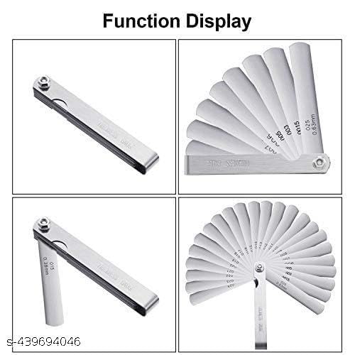 Image of 26 Blades Feeler Gauge Metric & Inch Gap Filler 0.04-0.63mm Thickness Gage for Measurment Tool Marking Gauge Metric and Imperial Measuring Tool 0.0015 /0.04-0.025 /0.635 mm, 26 Blades)