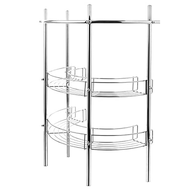 MyGift Chrome Plated Metal Under-the-Sink Rack with 2 Display Shelves