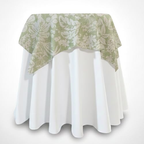 La Fábrica de las Telas Tapete Protector Cuadrado para Mesa Camilla Mantel Antimanchas (Natural Verde, Cuadrada 140x140 cm)