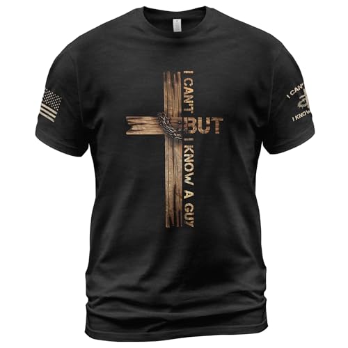 Yupify I Cant But I Know A Guy T Shirt Jesus Shirt Christian Shirts for Men Christian T Shirts 1 (Black-M)
