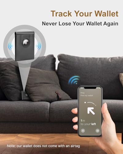 ALLIVE Airtag wallet for men - Genuine Leather Mens Wallet RFID Blocking Slim Billfold with Built-in AirTag Holder, 8 Card Slots, Minimalist Front Pocket Wallet with Gift Box (Classic Black)4