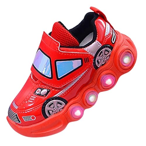 Jasmeko Baskets Enfants Chaussures Light Up Lumineuse Garçons Bébés Filles Glow Mode Clignotant Sport Sneaker (C-Red,26)