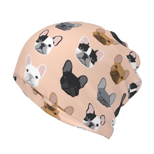 Buytruew Gorro de punto con estampado francés, bufanda para el cuello, pañuelo para la cabeza, gorro de dormir, francés, Talla única