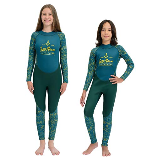 InstaMarine Kids Wetsuit Shorty Boys Girls 3mm Neoprene One Piece Thermal Swimsuit 2mm Insulating Full Long Sleeve Wet Suits Cover Kids Child Junior Youth Swim Surf Dive (4-5)