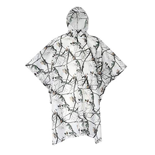 WarmHeartting Militar Impermeable Ejército Encapuchado Capa de Lluvia Poncho Camuflaje para Cámping Excursionismo Deportes al Aire Libre Cover