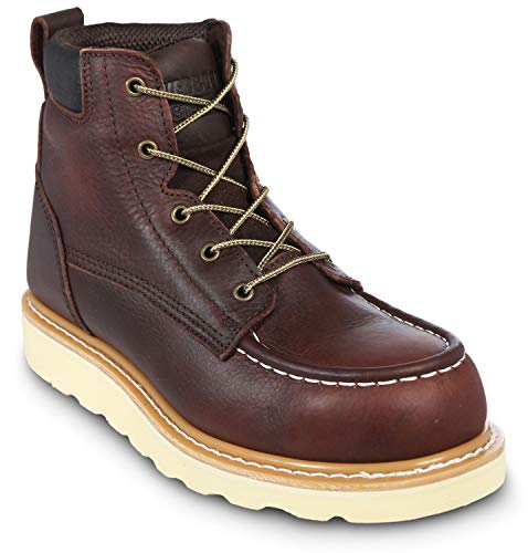Ever Boots Steel Toe Moc Toe Construction Work Boot (Brown, 11 Wide)