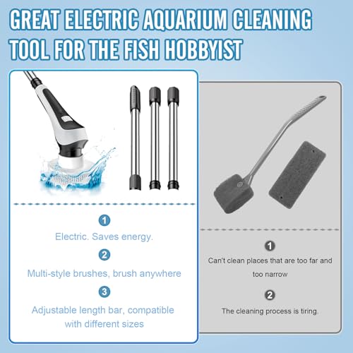 Changeur d'eau pour aquarium électrique avec brosse rotative IPX8 pour éliminer les algues