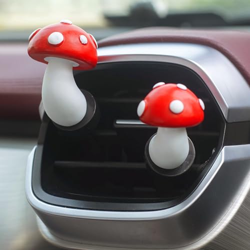 Image of Mushroom Car Air Vent Freshener Clip, Cute Car Vent Decoration, Funny Mushroom Decor Ornament, Universal Car Interior Accessories for Women