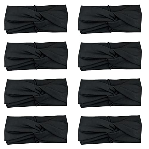 Image of DRESHOW 8 Pack Headbands for Women Yoga Knotted Headbands Elastic Criss Cross Hair Accessories Sports Head Wrap Non Slip