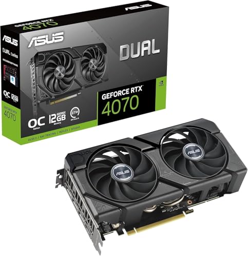 ASUS Dual GeForce RTX 4070 EVO OC Edition 12GB GDDR6X (preparada para SFF, diseño de Ventilador Axial-Tech, diseño de 2,5 Ranuras, tecnología 0dB, rodamientos de Ventilador de Doble Bola)