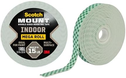 Scotch-Mount Indoor Double-Sided Mounting White Tape Mega Roll, 3/4 in x 350 in (29.1 ft), Features 3M Industrial Strength Adhesive, No Mess or Tools (110H-Long-DC)