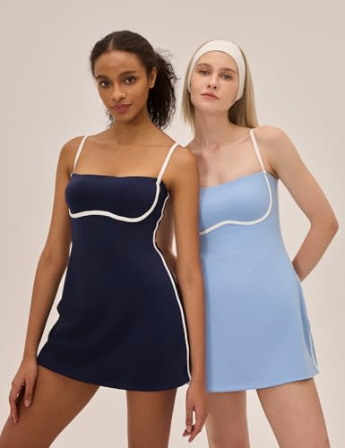 Womens Tennis Dress with Built in Shorts Sleeveless Square Neck Mini Sundress Athletic Golf Workout Summer Outfits4