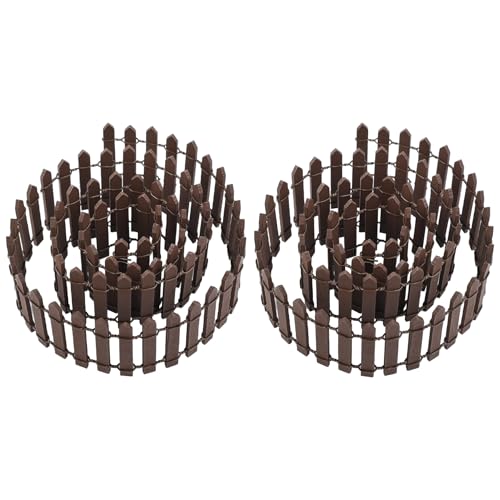 AUEAR, 35 Inch Mini Fairy Garden Fence Wood Ornament Wooden Decorative Picket for DIY Crafts Project (Brown, 2-Pack)