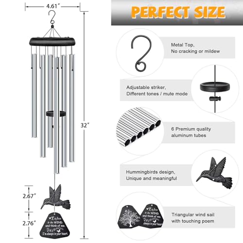 Image of Sympathy Wind Chimes for Outside Deep Tone, Memorial for Loss of Loved One Prime, Bereavement Condolence Remembrance Funeral Gifts for Grieving Friends Loss of Mother Father