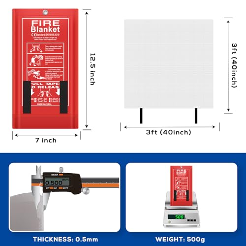 Image of FLASLD Emergency Fire Blanket for Home, 40x40 Inch Fiberglass Fire Blankets Emergency for People, Fire Suppression Blanket for Kitchen, Fire Extinguisher for Home