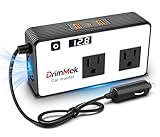 DrimMek Car Power Inverter with LED Display, 200 Watts Car Plug in Adapter Outlet DC to AC Inverter 12V to 110V with Fast Car Charger Power Inverters for Vehicles, Laptops, Phones