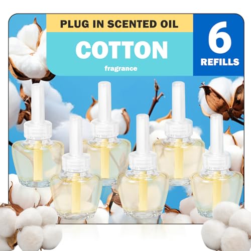 SCENTORINI Duftölflakon Nachfüller, Kompatibel Mit Air Wick und Glade Duftstecker, 6 x 19 ML, Baumwoll Duft, Raumduft Lufterfrischer, Raum Duftöl