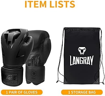Miniatura 8 de LangRay Boxing Gloves for Adults Men Women, Punch Bag Training Gloves for MMA Sparring Kickboxing Muay Thai Fight Heavy Bag Fitness